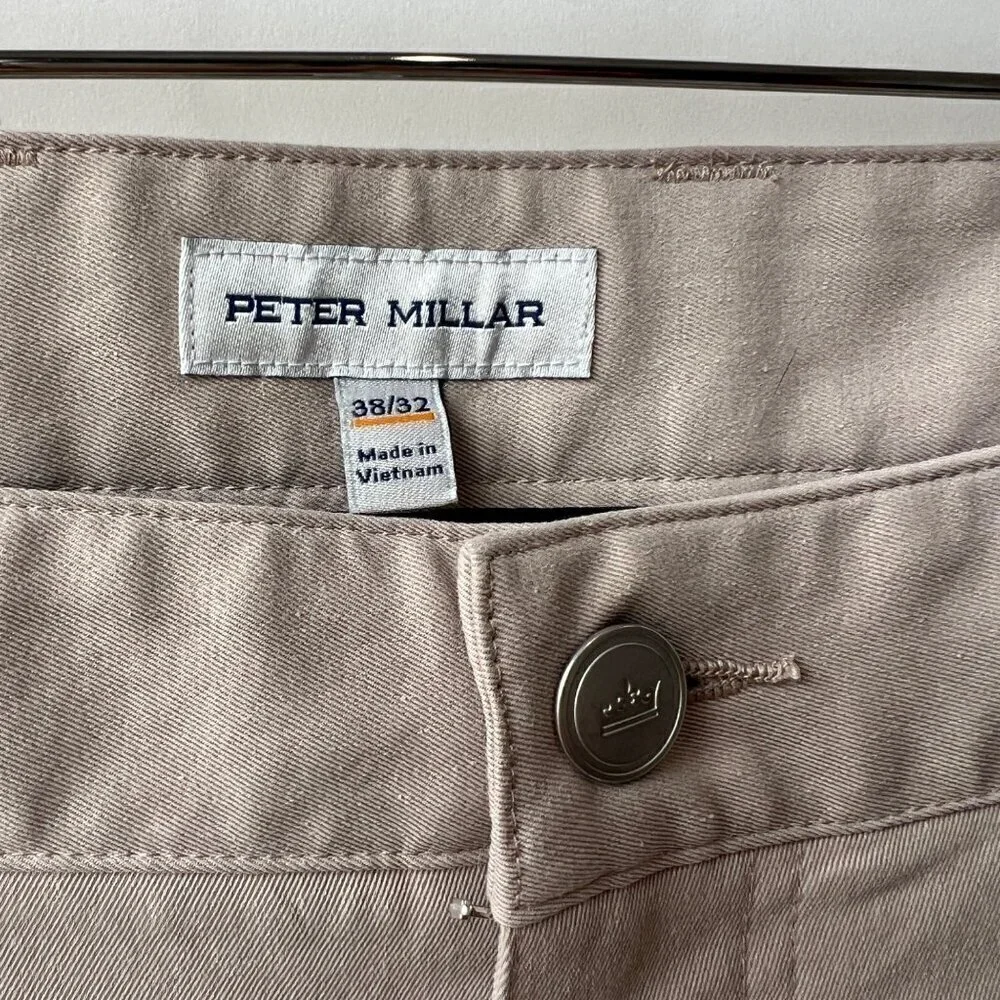 Peter Millar crown sport stretch Comfort 5 pockets pants, beige, Size 38/32 M53